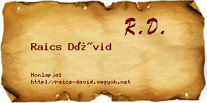 Raics Dávid névjegykártya