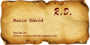 Raics Dávid névjegykártya